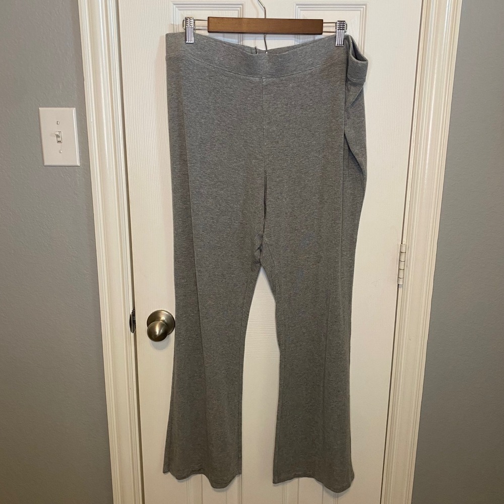 Savage X Fenty Lounge Pants Women's Plus 3XL Gray Ribbed Flare Leg Cozy